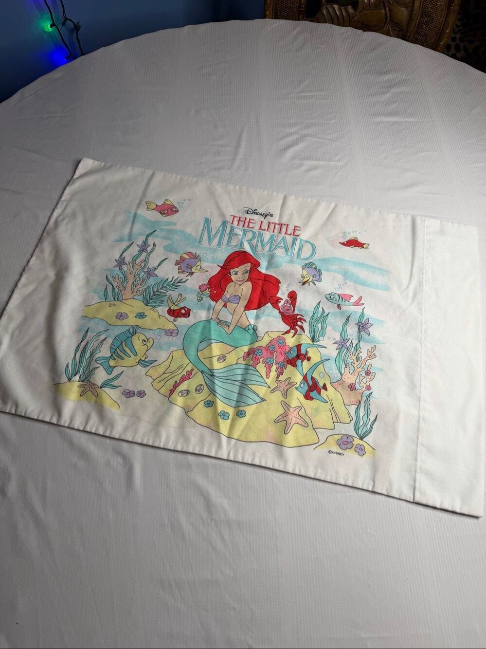 Vintage 1989 Disney The Little Mermaid Ariel Standard Size Pillow Case